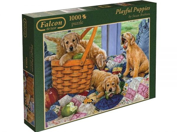Playful Puppies 1000 PC Falcon de luxe jigsaw puzzle