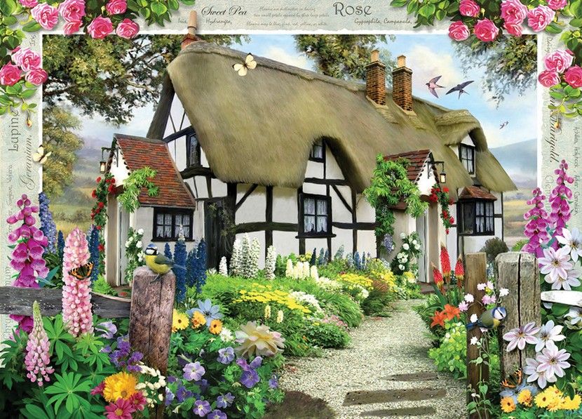 1000 Pièces Jigsaw Puzzle-Rose Cottage La maison de Puzzles 