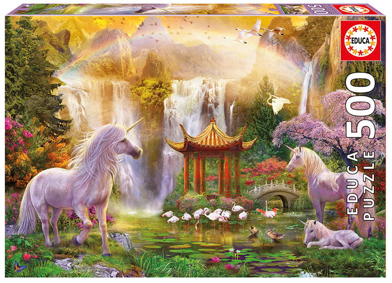 Unicorn Valley of the Waterfalls 500 Piece Educa Puzzle