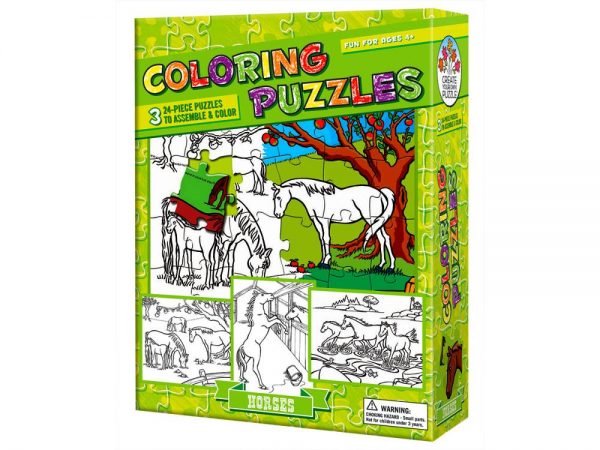Colouring Puzzle Horses 3 x 24 PC