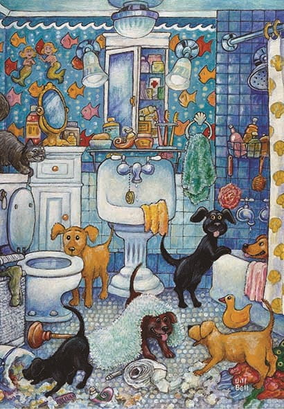 More Bathroom Pups 260 PC Jigsaw Puzzle