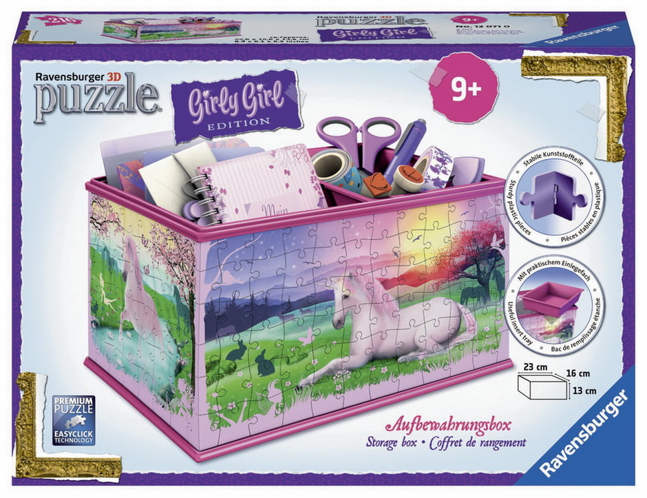 Unicorns Box Girly girl 216 Pc 3d Puzzle storage box