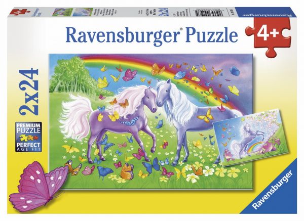 Rainbow Horses 2 x 24 PC Jigsaw Puzzle