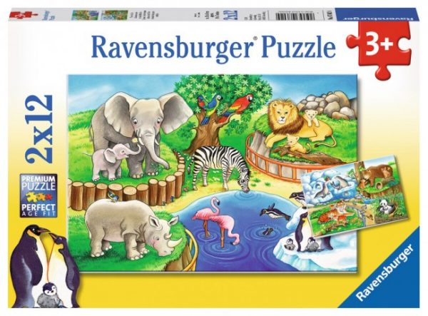 Animals In the Zoo 2 x 12 PC Ravensburger Jigsaw Puzzle