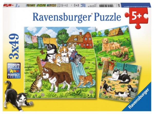 Cats & Dogs 3 x 49 PC Jigsaw Puzzle