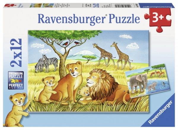 Elephants, Lions & Company 2 x 12 PC Jigsaw Puzzle