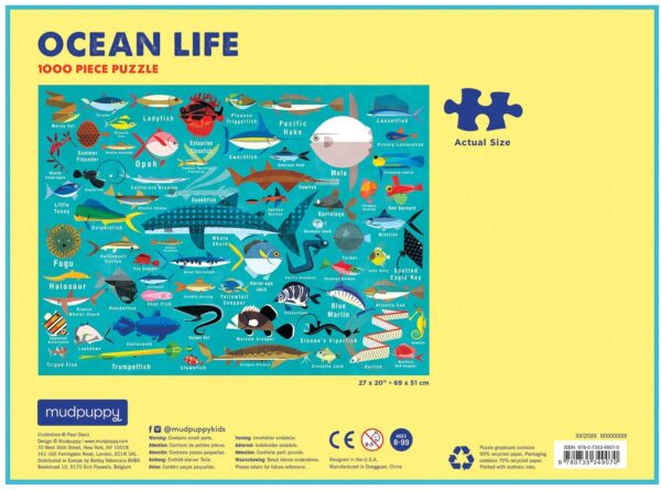 Ocean Life 1000 Piece Puzzle - Mudpuppy