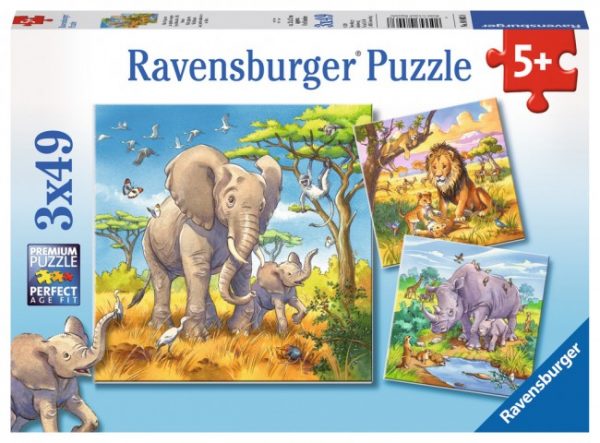 Wild Animals 3 x 49 PC Jigsaw Puzzle