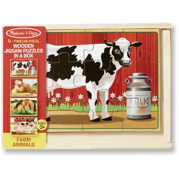 Farm Animals 4 x 12 PC Wooden Jigsaw Puzzle