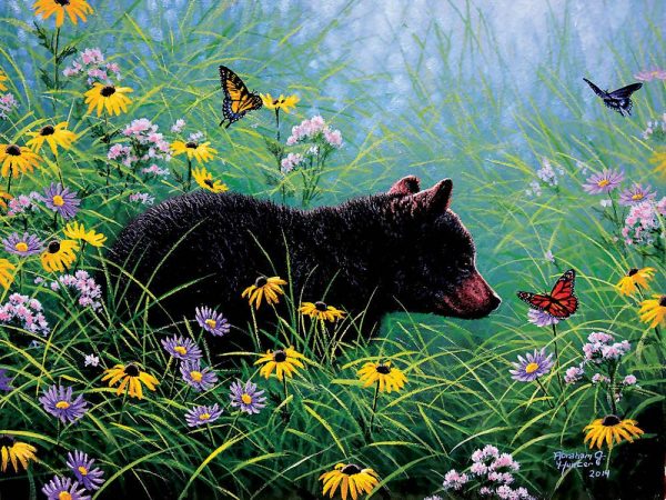 Black Bear & Butterflies 500 Piece Jigsaw Puzzle