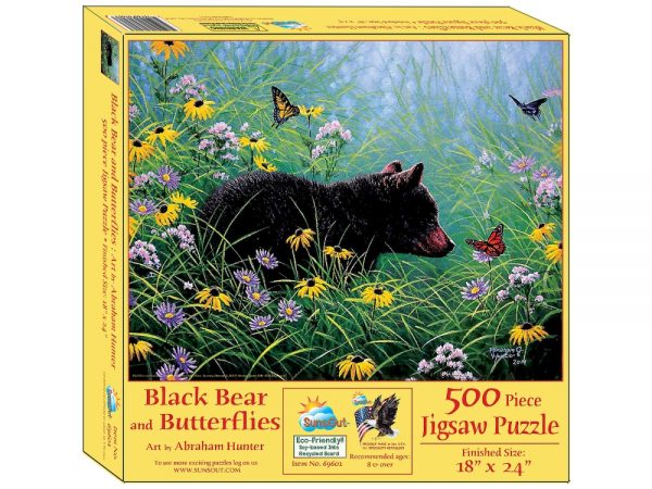 Black Bear & Butterfly 500 Piece Jigsaw Puzzle - Sunsout