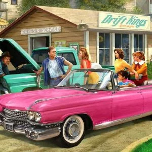 American Classics - The Pink Caddy 1000 Piece Jigsaw Puzzle