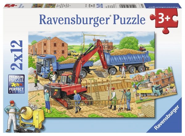 Busy Construction Site 2 x 12 Piece Ravensburger Puzzle