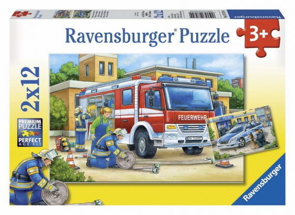 Police and Fire Fighters 2 x 12 Piece Ravensburger Puzzle