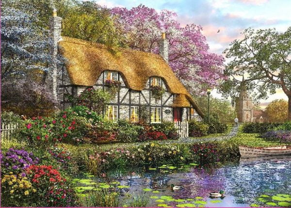 The White Stone Cottage 1000 Piece Jigsaw Puzzle