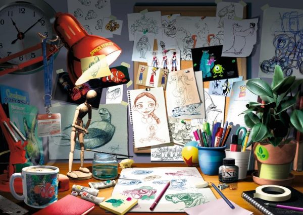 Disney Pixar The Artist's Desk 1000 Piece Ravensburger Puzzle