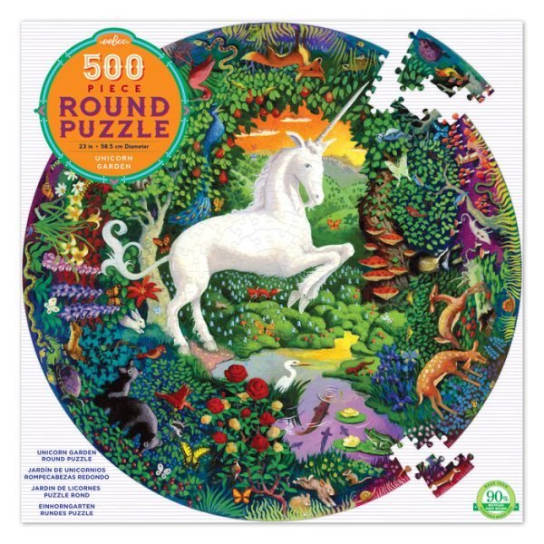 Unicorn Garden 500 Piece Round Puzzle - eeBoo