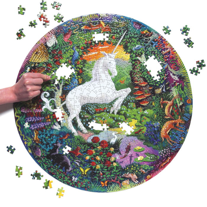 Unicorn Garden 500 Piece Round Puzzle - eeBoo