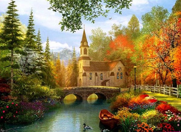Dominic Davison - Autumn Church 1000 Piece Puzzle