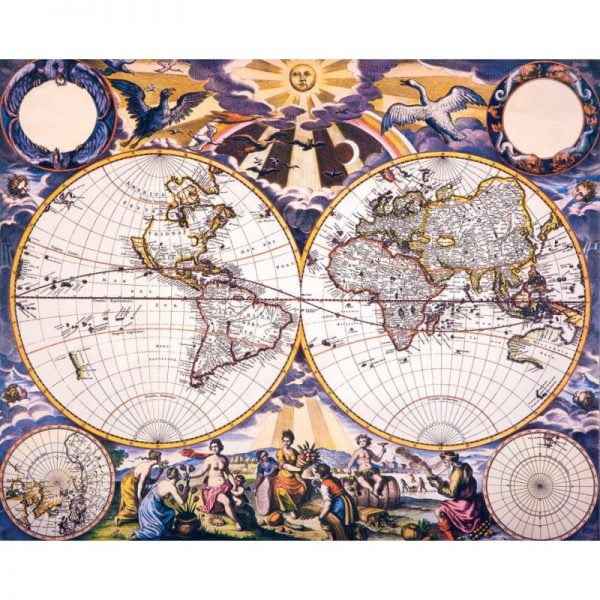 17th Century Double Hemisphere World Map 1000 Piece Puzzle