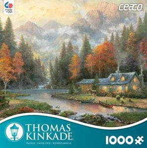 Thomas Kinkade Evening at Autumn Lake 1000 Piece Puzzle