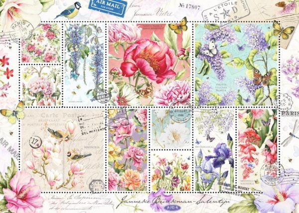 Flower Stamps 1000 Piece Jumbo Jigsaw Puzzle