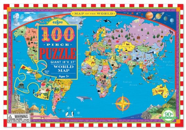 World Map 100 Piece Jigsaw Puzzle - eeBoo