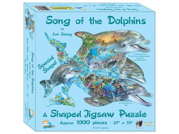 Song of the Dolphins 1000 Piece Shaped Jigsaw Puzzle - Sunsout
