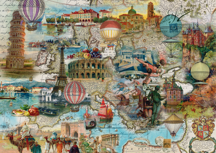 Hot Air Balloon Flight Through Europe 1000 Piece Puzzle ...