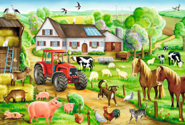 Merry Farmyard 100 Piece Schmidt Jigsaw Puzzle