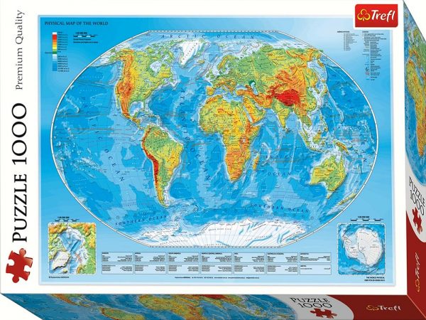 Physical Map of the World 1000 Piece Jigsaw Puzzle - Trefl