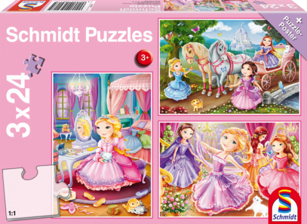 Princesses 3 x 24 Piece Schmidt Jigsaw Puzzles