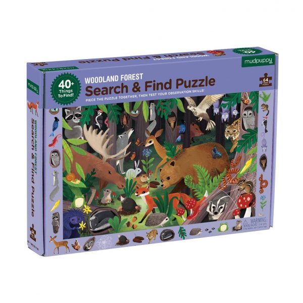 Search and Find - Woodland Forest 64 Piece Jigsaw Puzzle - Mudpuppy