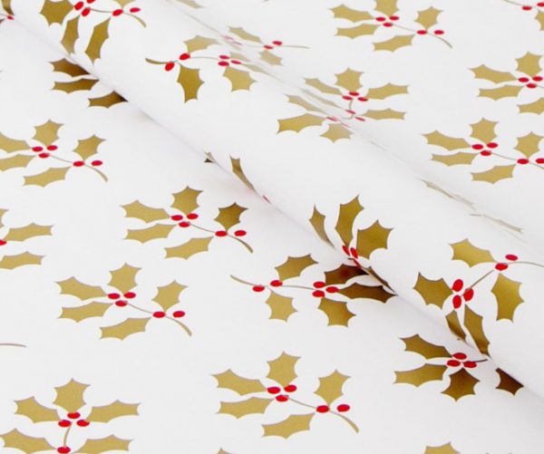 Wrapping Paper - Gold on White Ivy