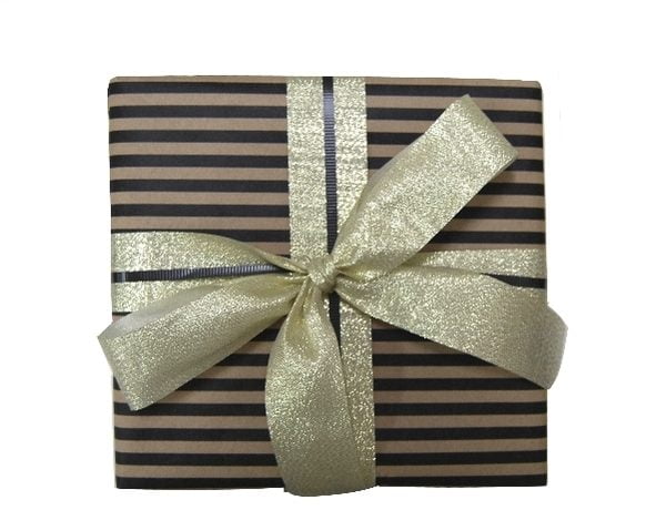 Gift Wrap Combo - Paper & Ribbon- Craft Black Stripes