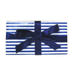 Gift Wrap Combo - Paper and Ribbon - Navy Blue Stripe