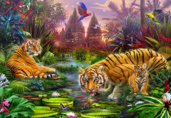 Gallery 5 - Tigers at The ancient stream 300 XL Piece Jigsaw Puzzle