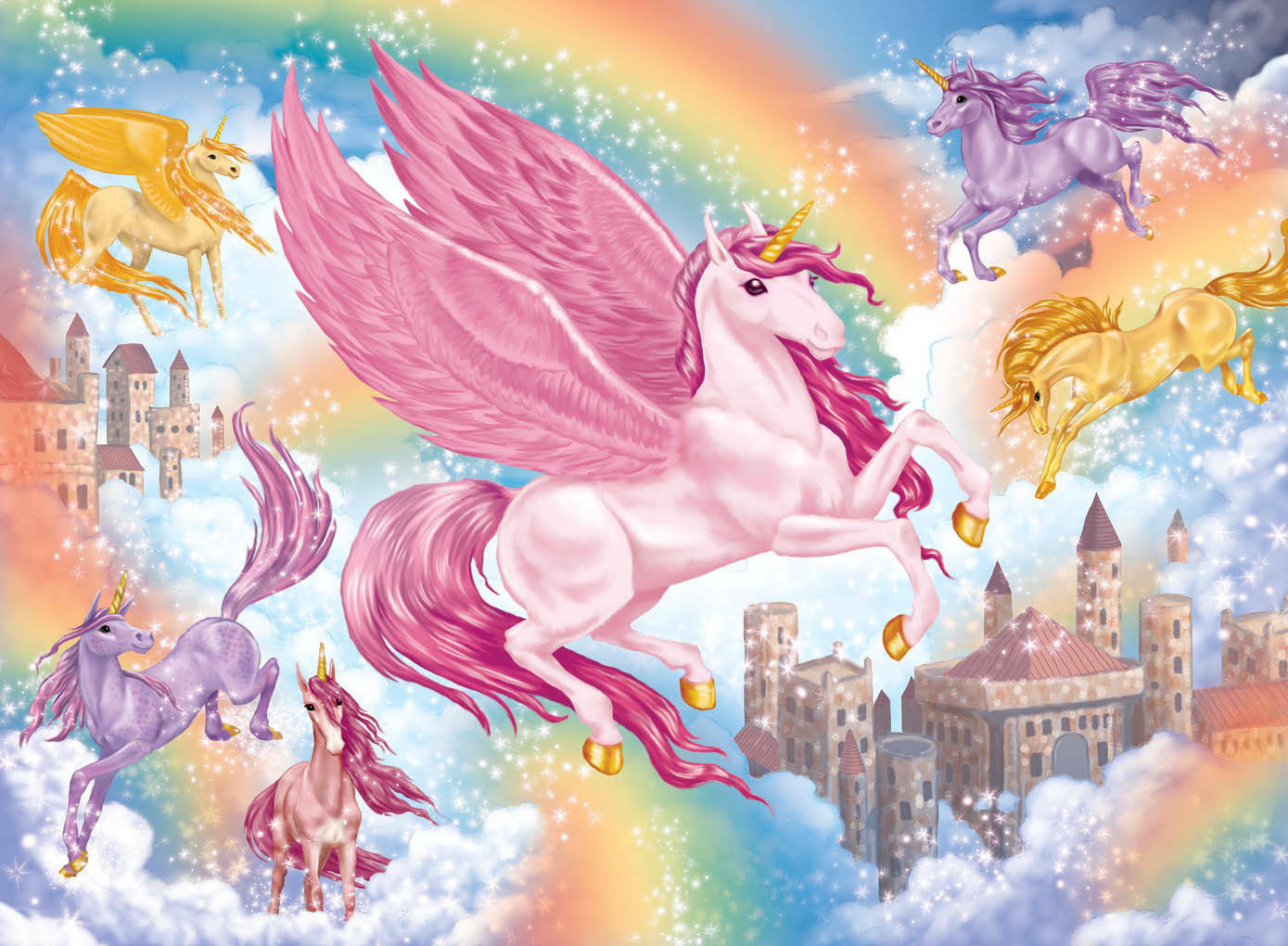 childrens jigsaw puzzle unicorn kingdom 100 piece sparkly