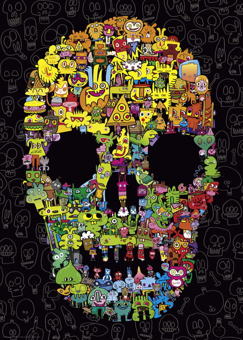 Burgerman - Doodle Skull 1000 Piece Jigsaw Puzzle - Heye