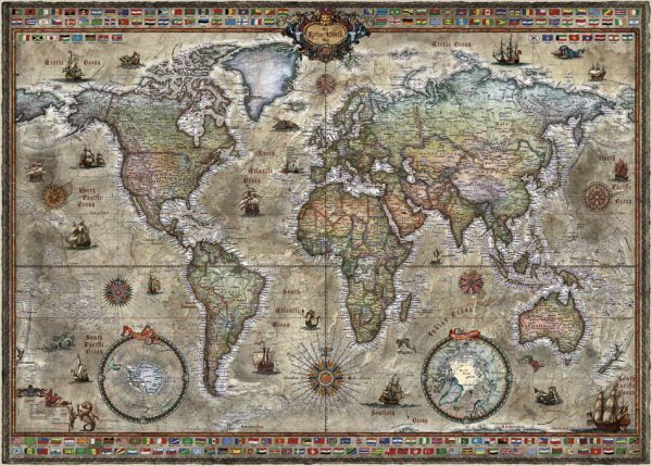 Map Art - Retro World 1000 Piece Jigsaw Puzzle - Heye