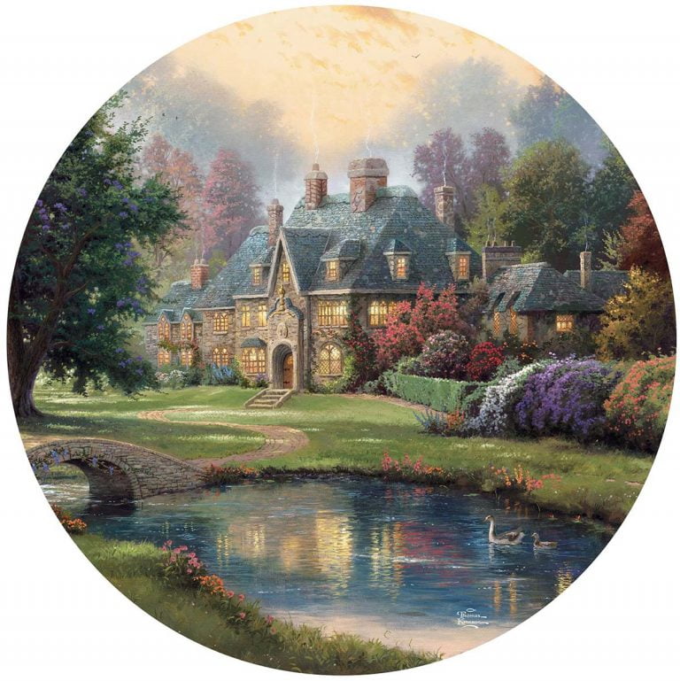 Thomas Kinkade 500 Piece Round Puzzle Lakeside Manor