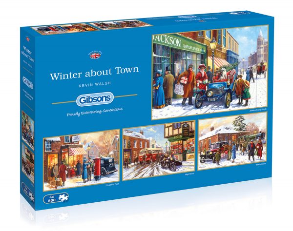 Winter About Town 4 x 500 Piece Jigsaw Puzzles - Gibsons