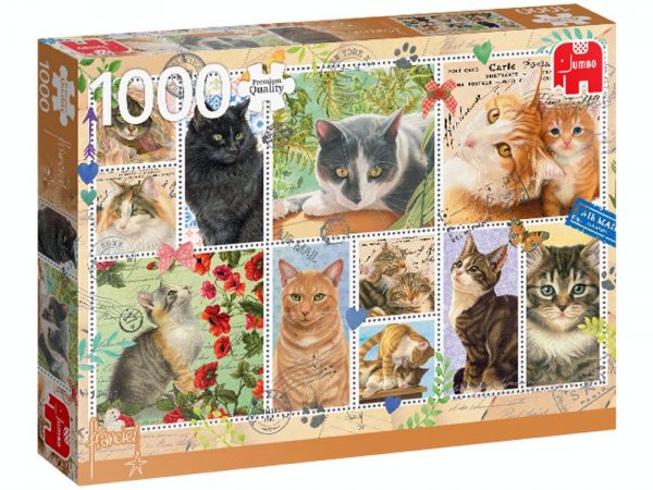Cat Stamps 1000 Piece Jigsaw Puzzle - Jumbo