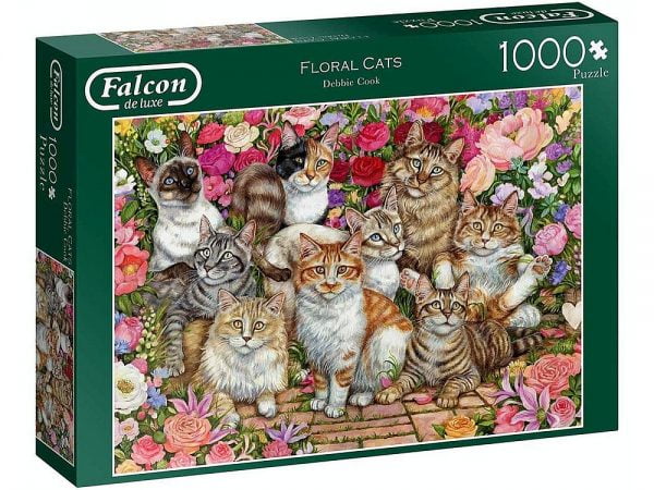 Floral Cats 1000 Piece Jigsaw Puzzle - Falcon de luxe