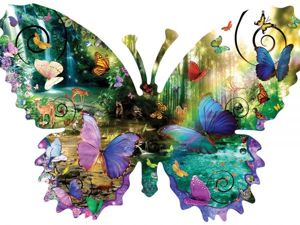 Forest Butterfly 1000 Piece Shaped Jigsaw Puzzle - Sunsout
