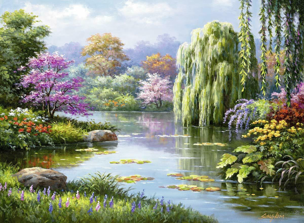 Romantic Pond View 500 Piece Jigsaw Puzzle - Ravensburger