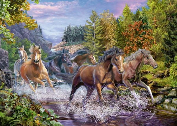 Rushing River Horses 100XXL Piece Jigsaw Puzzle - Ravensburger