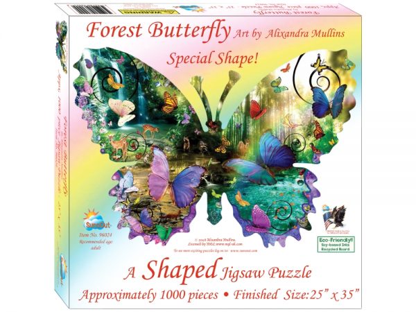Forest Butterfly 1000 Piece Shaped Jigsaw Puzzle - Sunsout