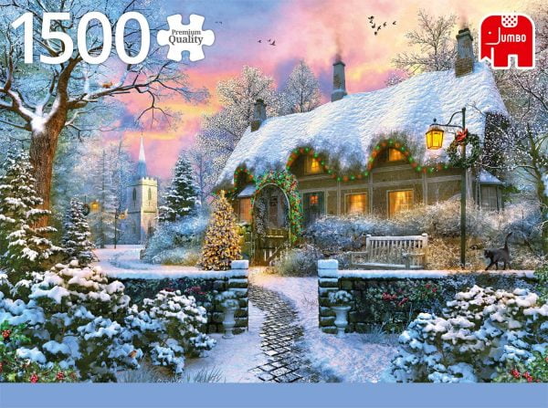 Whitesmiths Cottage in Winter 1500 Piece Jigsaw Puzzle - Jumbo