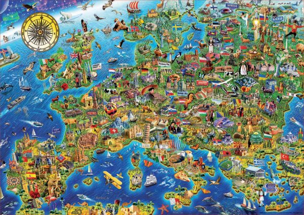 Crazy European Map 500 Piece Jigsaw Puzzle